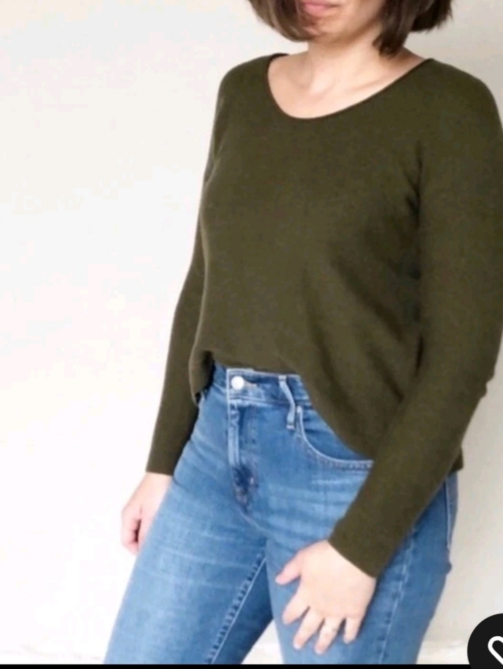 Madewell Olive Scoop Neck Knit Sweater
